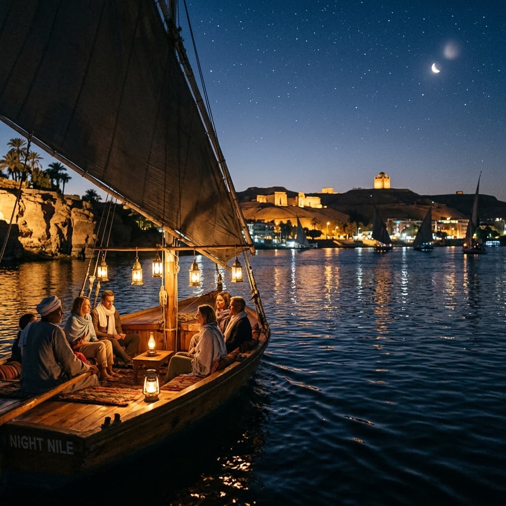 Aswan Nile Felucca Sunset & Night Sailing Tour